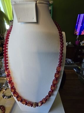 Handcrafted Red Beaded Women's Necklace - Unbranded